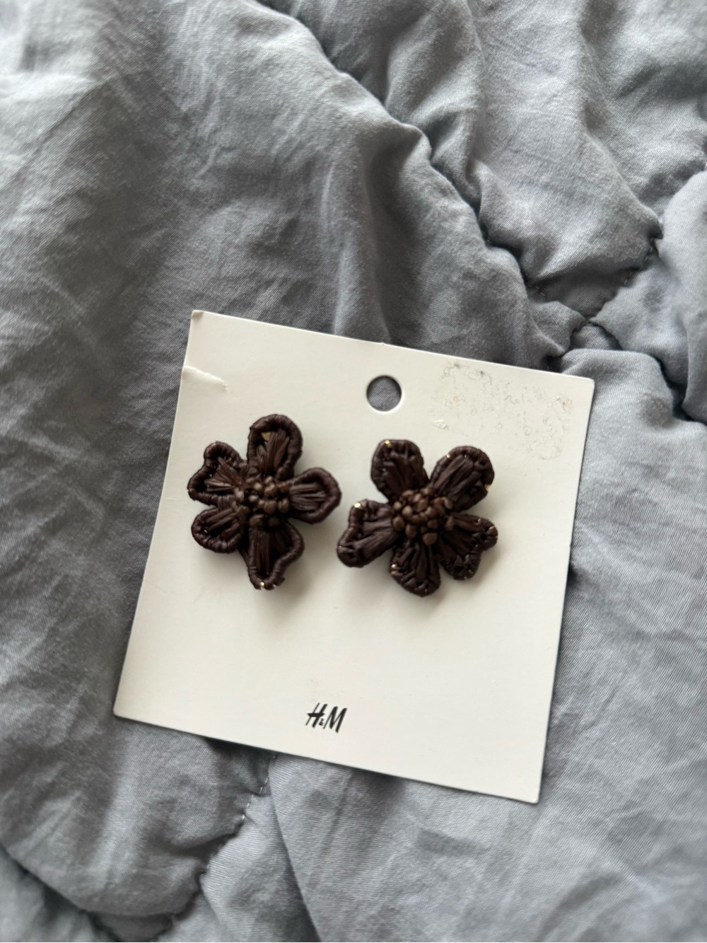 H&M Brown Floral Stud Earrings